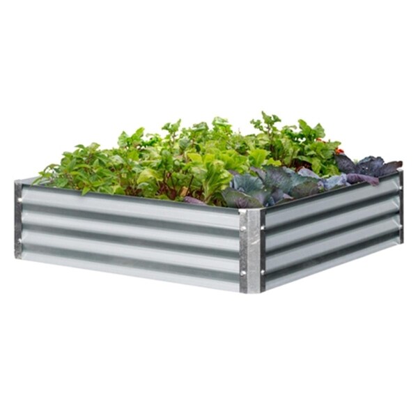 Grillgear Bajo Series 40 x 40 x 10 in. Square Galvanized Metal Raised Garden Bed GR2575960 - main